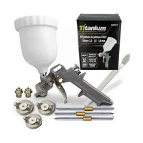 Kit Aplicador de Pintura HVLP de Gravidade Profissional C/ 3 Bicos Titanium