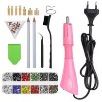 Kit Aplicador De Strass + Estojo Com Strass Colorido Termocolante - Hotfix