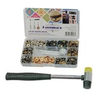 Kit aplicador manual de botao de pressao com 120 botoes de metal e martelo - LANMAX