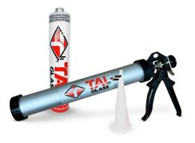 Kit Aplicador Silicone PU profissional tubular tubo alumínio 600ml manual top + 1 Cola Parabrisa adesivo para vidros automotivos Pu55 658 TAL GLASS