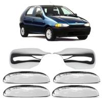 Kit Aplique Cromado 4 Maçaneta + Par retrovisor Palio1996 até 2000