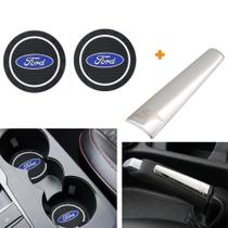 Kit Aplique Cromado Alavanca Freio De Mão E Tapete Porta Copos Ford Focus Mk2 Mk3 Mk4