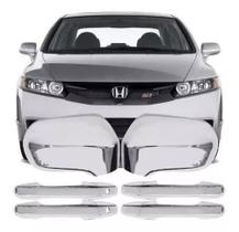 Kit Aplique Cromado Civic 2007 À 2011 - Par De Retrovisores E Maçaneta