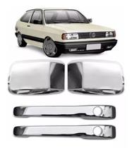 Kit aplique cromado Gol quadrado - 2 Maçanetas c furo, 2 Retrovisores(LD, LE) e Tampa de combustível