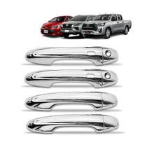 Kit Aplique de Maçaneta 2 Keyless cromado Hilux 2016 á 2023 Hilux Sw4 2016 á 2023 Yaris 2018 á 2023 Sw4 GR-S 2023 Sw4 Diamond 2023 4 Portas