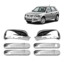 Kit Aplique de Maçaneta+Par Aplique para Retrovisor Gol/Saveiro G3/G4 2000 a 2014 Cromado -Shekparts