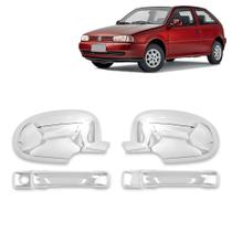 Kit Aplique Maçaneta+Par Aplique Retrovisor Gol/Parati/Saveiro G2 1995 a 1999 Cromado