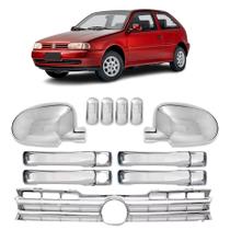 Kit Aplique Maçaneta + Retrovisor +Grade Dianteira + Pino de válvula do pneu para Gol/Parati Saveiro 1995 a 1999 4 Portas