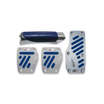 Kit Aplique Pedaleira Alumínio Esportiva Borracha Azul Mod III Manopla Freio de Mão Empunhadura Azul