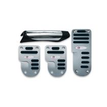 Kit Aplique Pedaleira Alumínio Esportiva Borracha Preto Manopla Freio de Mão Empunhadura Cromada