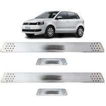 Kit Aplique Soleira Cromada Escovada para Polo 1998 a 2023 Com Antiderrapante e Personalizado