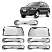 Kit Apliques Cromados de Maçaneta + Par Aplique Retrovisor Ecosport 2003 2004 2005 2006 2007 2008 2009 2010 2011 2012 - SHEKPARTS