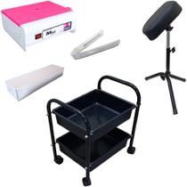 Kit Apoio de Pé Tripé + Carrinho Auxiliar Manicure Pedicure Estética Organizador 2 Bandejas MBM Decor + Estufa Esterilizadora Mini Colors Odontécnica Kit Apoio de Pé Tripé + Carrinho Auxiliar Manicure Pedicure Estética Organizador 2 Bandejas MBM Decor + Estufa Esterilizadora Mini Colors Odontécnica