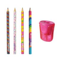Kit Apontador 2 Furos Tilibra Rosa+ 4 Lápis de Cor Cis Multi Kit Apontador 2 Furos Tilibra Rosa+ 4 Lápis de Cor Cis Multi