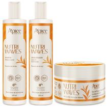 Kit Apse Apice Nutri Waves Shampoo Condicionador E Mascara Acidificante Capilar Vegano Curvaturas