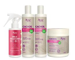 Kit Apse Cachos Shampoo, Condicionador, Ativador e Spray - Apse Cosmetics