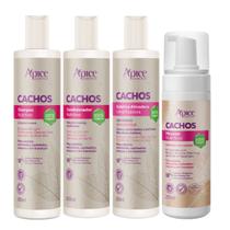 Kit Apse Cachos Shampoo + Condicionador + Mousse + Gelatina Tratamento Capilar Cacheado Vegano