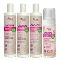 Kit Apse Cachos Shampoo + Condicionador + Mousse + Gelatina Tratamento Capilar Cacheado Vegano