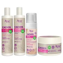 Kit Apse Cachos Shampoo + Condicionador + Mousse + Mascara Tratamento Capilar Cacheado Vegano
