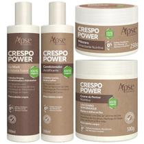 Kit Apse Crespo Power Co Wash + Condicionador + Mascara + Creme De Pentear Nutritivo Cabelo Vegano