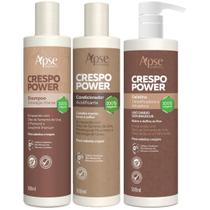 Kit Apse Crespo Power Shampoo + Condicionador + Gelatina Umidificadora Ativadora Grande Vegano