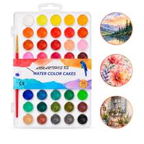 Kit Aquarela Completa com Pincel Estojo de Pintura Artística Profissional Escolar 12 24 36 ou 48 Cores - Kit Aquarela Completa com Pincel Estojo de Pintura Artística Profissional Escolar 12 24 36 ou 48 Cores -