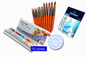 Kit Aquarela Pentel + Pincel + Bloco Papel e Gode