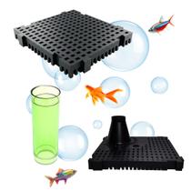 Kit Aquarismo - 9 Placas Fundo 14x14 + 1 Placa 14x14 Redutor + 2 Canos 1/1