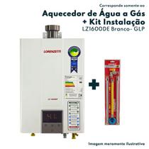 KIT Aquecedor de Água a Gás LZ 1600DE GLP + Kit Instalação Lorenzetti 1/2' 40cm LZ1600DE-B22 GLP