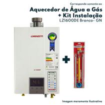 KIT Aquecedor de Água a Gás LZ 1600DE GN + Kit Para Instalação Aquecedores Lorenzetti - 1/2' 40cm LZ1600DE-B22