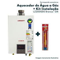 KIT Aquecedor de Água a Gás Lz 2000DE GLP + Kit Instalação De Aquecedores Lorenzetti 1/2' 40cm Exaustão Forçada Gás Liquefeito de Petróleo