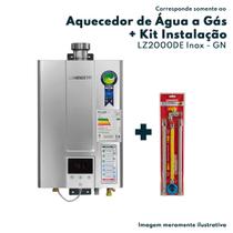 KIT Aquecedor de Agua a Gas Lz 2000DE-I GN + Kit Instalacao De Aquecedores Lorenzetti Exaustao Forçada
