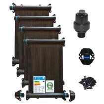 Kit aquecedor piscina solar 64 placas 3,7 mt + válv quebra vácuo