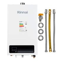 KIT Aquecedor Rinnai 15 litros E15 FEH GN (Digital) + Kit Flexíveis de ligação 40cm