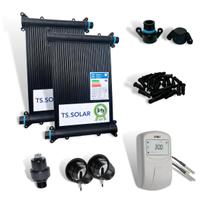 Kit Aquecedor Solar Piscina 20 Placas 3m Controle De Temperatura Piscina 6x3 18m² 25m³ 25.000 Litros