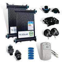 Kit Aquecedor Solar Piscina 6x3 Fibra Vinil Alvenaria 20 Placas 3mt Controlador Tholz Valvulas Reten