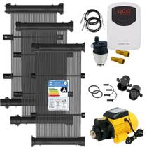 Kit Aquecimento Solar para Piscinas até 04m² ou 06 mil Litros TekSol com Controlador de Temperatura Bivolt e Motobomba