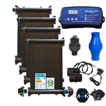 Kit aquecimento solar piscina 10 placas 5mt control+valvs