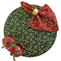 Kit Arabesco Natal 12 Lugar Capa Sousplat Base Guardanapo PG