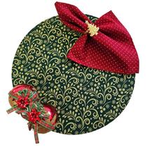 Kit Arabesco Natal 6 Lugar Capa Sousplat Base Guardanapo PG Kit Arabesco Natal 6 Lugar Capa Sousplat Base Guardanapo PG