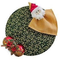 Kit Arabesco Natal 6 Lugar Capa Sousplat Base Guardanapo PG Kit Arabesco Natal 6 Lugar Capa Sousplat Base Guardanapo PG