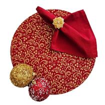 Kit Arabesco Natal 6 Lugar Capa Sousplat Base Guardanapo PG Kit Arabesco Natal 6 Lugar Capa Sousplat Base Guardanapo PG
