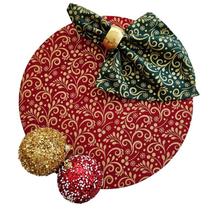 Kit Arabesco Natal 8 Lugar Capa Sousplat Base Guardanapo PG