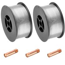 Kit Arame Solda Mig Revestido Uso Sem Gás 0,8mm E71T-SG Rolo 1kg - Galzer + 3 Bicos 0,8mm