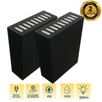 Kit Arandela Duo Led 4w Ip65 3000k Preto 2 Fachos Duplo Kit Arandela Duo Led 4w Ip65 3000k Preto 2 Fachos Duplo