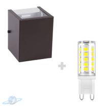 Kit Arandela Marrom Quadrada 2 Fachos + Lâmpada G9 BF 6000K Kit Arandela Marrom Quadrada 2 Fachos + Lâmpada G9 BF 6000K