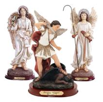 Kit Arcanjos São Miguel, São Gabriel e São Rafael 30 CM de Altura em Resina