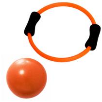 Kit Arco Alaranjado Anel Flexivel para Pilates + Over Ball 25 Cm Liveup Sports