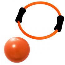 Kit Arco Alaranjado Anel Flexivel para Pilates + Over Ball 25 Cm  Liveup