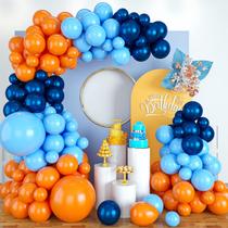 Kit Arco de Balões Azul Marinho e Laranja - Decoração para Festa, Casamento e Chá de Bebê